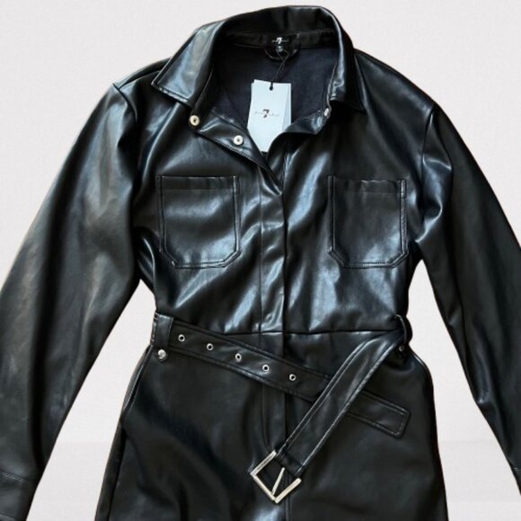 NEW '7 for All Mankind' Faux Leather jumpsuit, Black- Size M - Picture 8 of 16